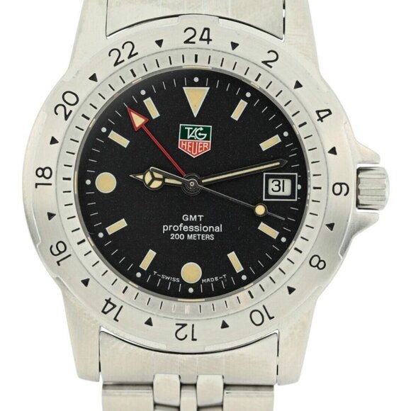 Tag Heuer Men's 40mm Professional 1500 Series Jumbo Black GMT Watch! 159.306/1! - Picture 3 of 10